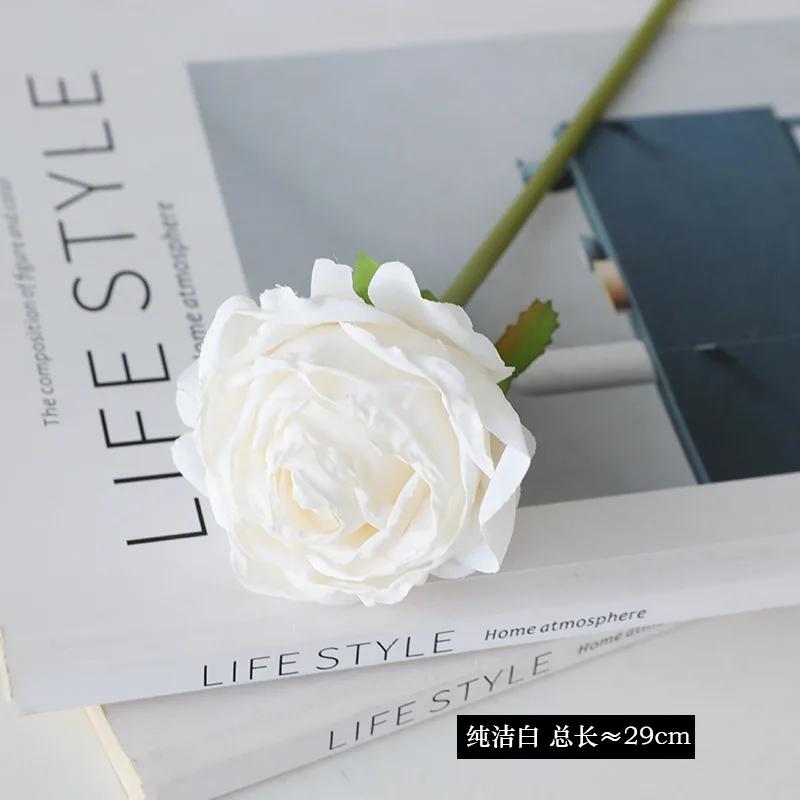 

15Pc/lot Artificial Burnt Edge Rose Silk Flower Wedding Decor Bridal Bouquet Fake Roses Flowers Home Ornament Event Party Floral белый