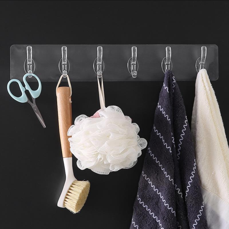 Transparent Plastic Glue Hooks Kitchen Bathroom Hooks Nail-Free Wall Hanger