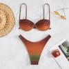 Halter Neck Backless Triangle Single Swimsuit Bikini Suits Women's Lace Up Gradient Split Swimwear