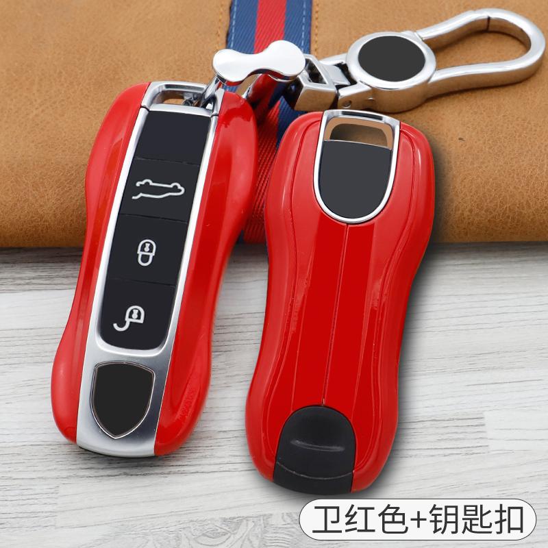Carbon Fiber Chrome Color For Porsche Cayenne 718 Macan Panamera 911 Boxster Carbon Fiber Pattern Car Key Case Cover Shell Bag