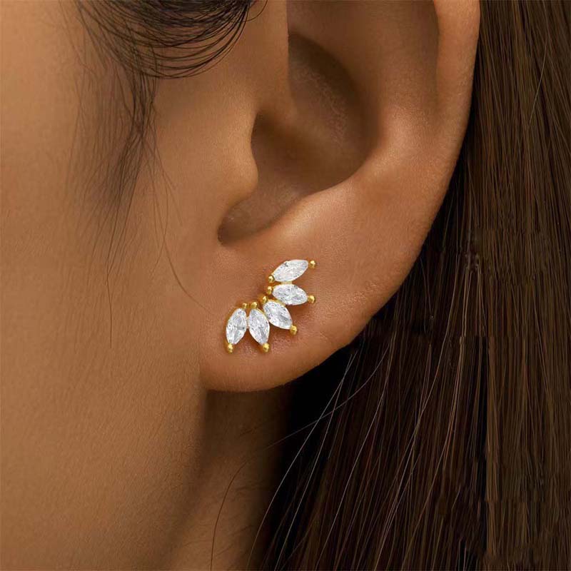 1Pcs Fashion Gold Color Star Stud Earrings for Women Exquisite Shiny Zircon Piercing Earrings Wedding Jewelry Bijoux Gift