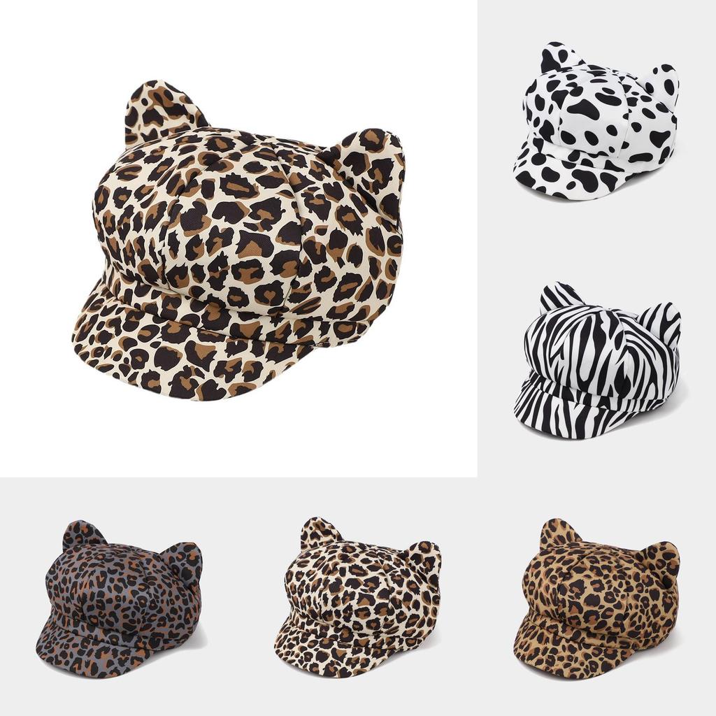 Vintage Cat Ear Octagon Hat With Sun Protection For Outdoors And Art Enthusiasts