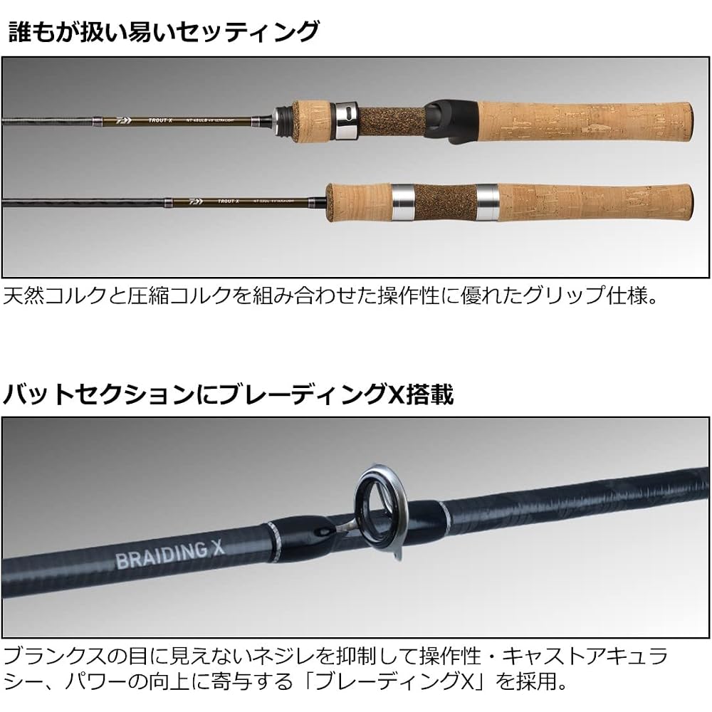 Daiwa Trout X NT 48ULB-N Fishing Rod Lightweight 4.8ft 2-Piece Graphite Construction