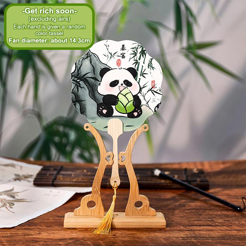 

Трендовый ретро веер-шар с кисточкой в виде панды, танцевальный ручной веер, аксессуары для свадебной вечеринки, ципао, костюм тан