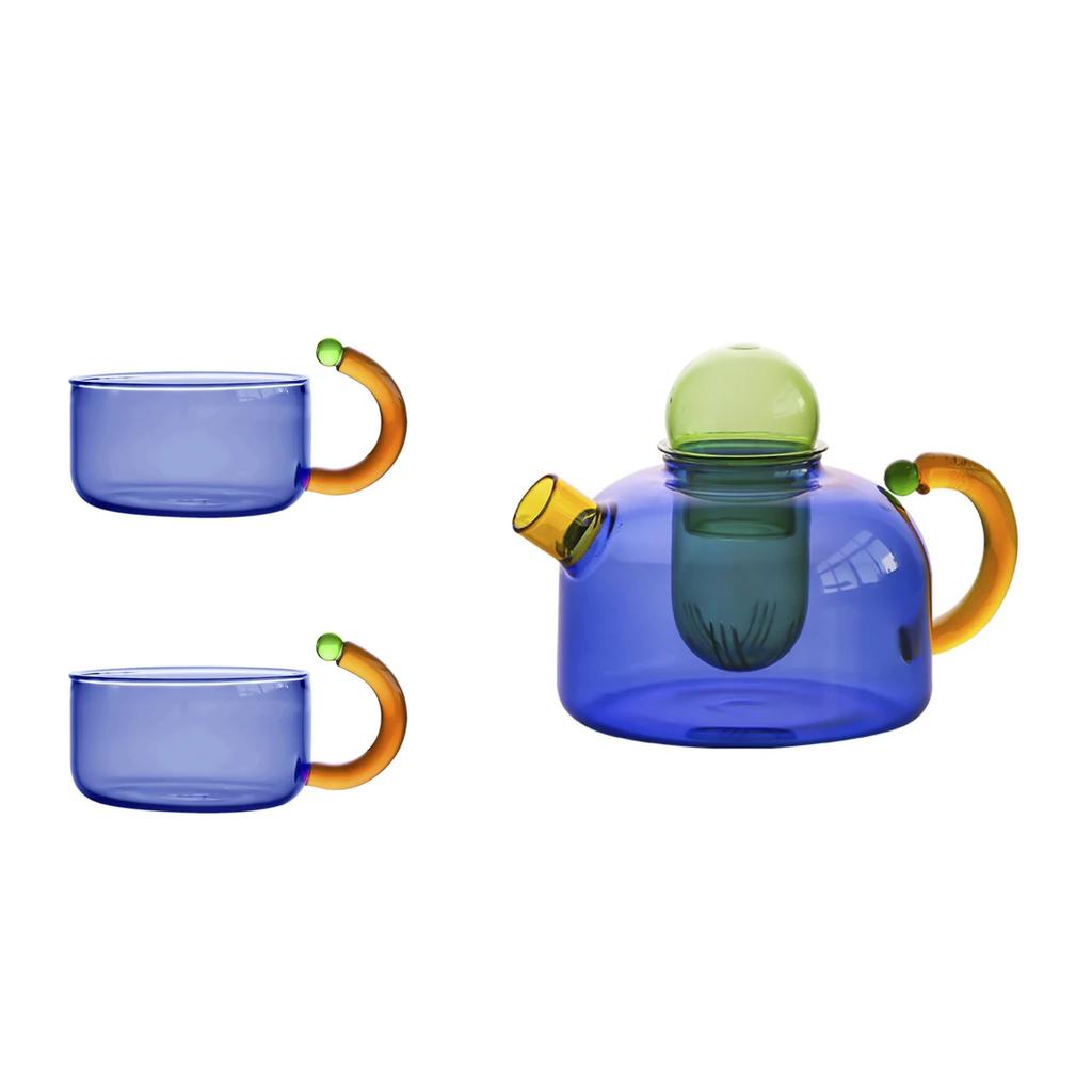Kreativní žáruvzdorné skleněné konvičky na čaj Barevný kontrast Oddělování čaje a vody Domácí čajový servis Čajové soupravy Varná konvička Šálek na vodu
