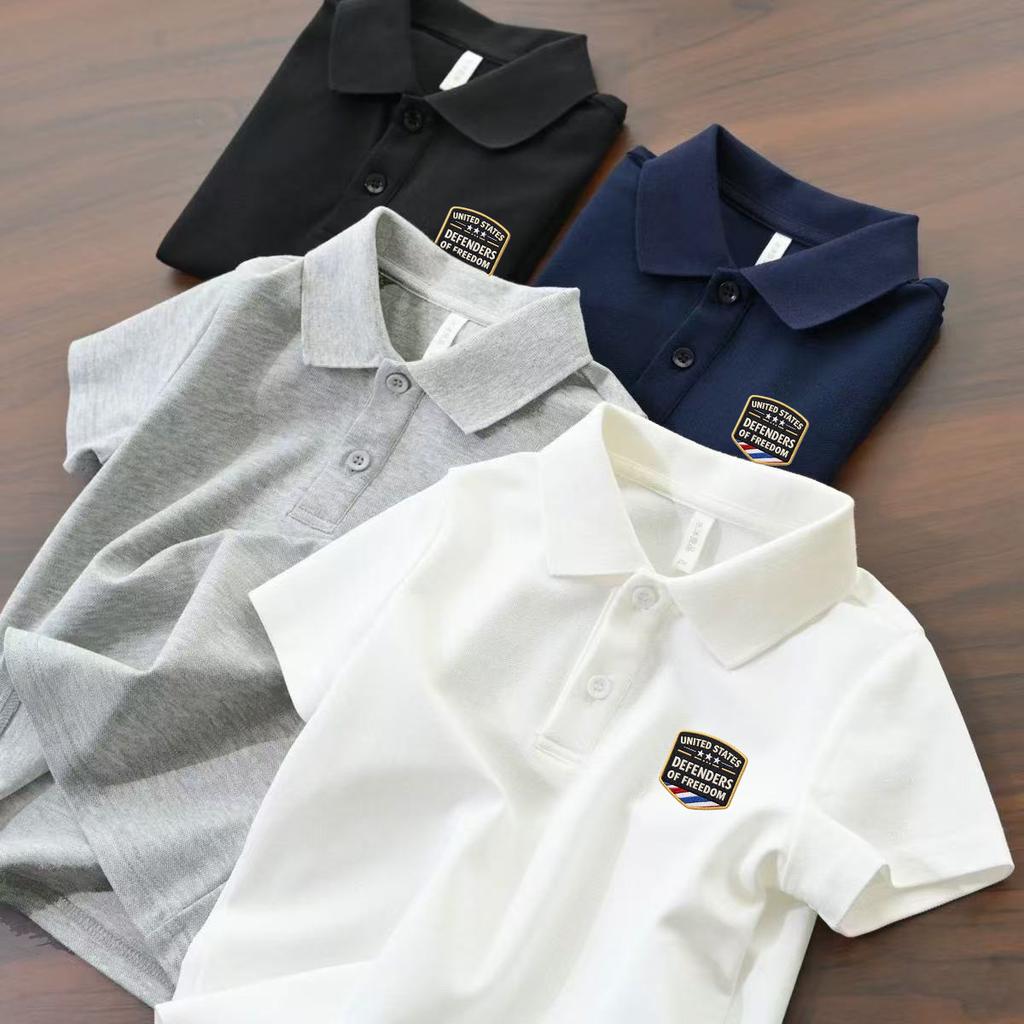 Boys Cotton Polo Shirt Summer Casual Short Sleeve Top For Big Kids Students Trendy T Shirt