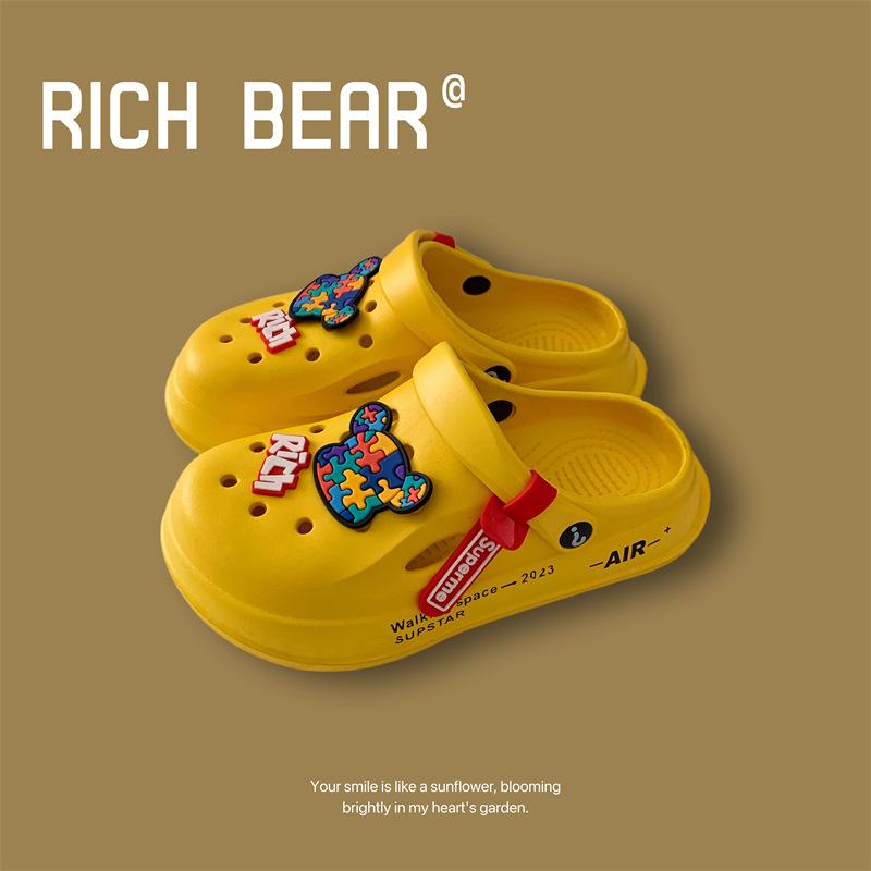 Children's Hole Shoes, Men's and Women's Middle-aged and Older Children's 2025 Summer DIY Durable Non-slip Thick-soled Beach Cute Cool Slippers