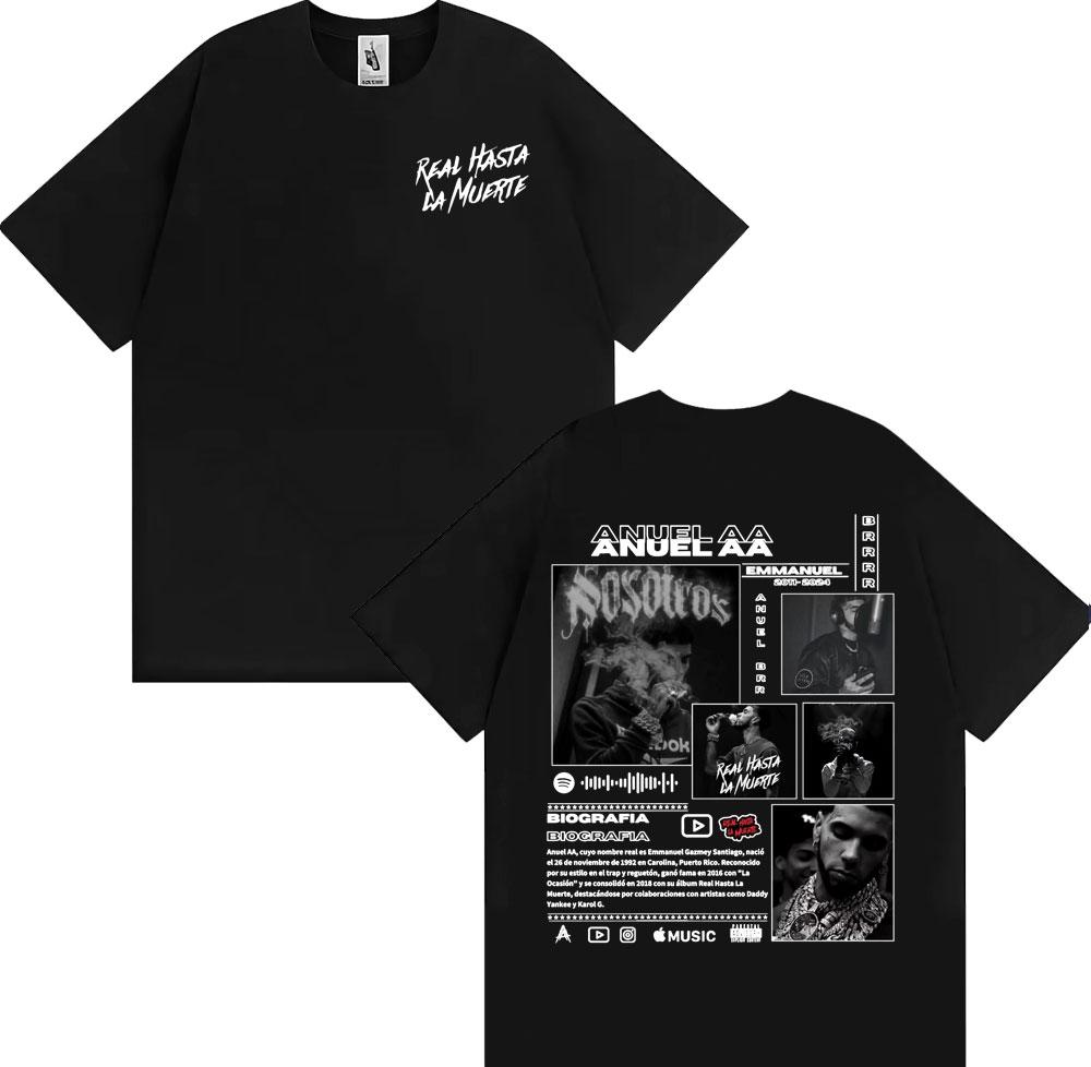 Anuel AA Rhlm 2 Real Hasta La Muerte Tričko Pánské Oblečení Harajuku Gotické Vintage Trička 100% Bavlna Oversized Tričko