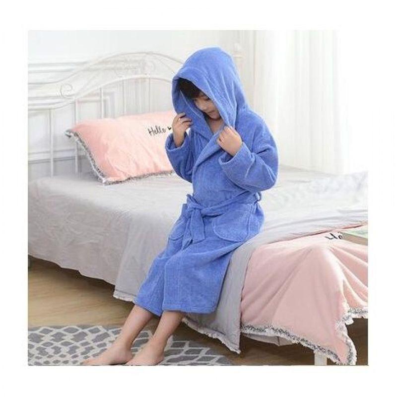 Girls' Hooded Cotton Bath Robe - Thick, Absorbent Toweling for Autumn/Winter Swimming & Sleeping