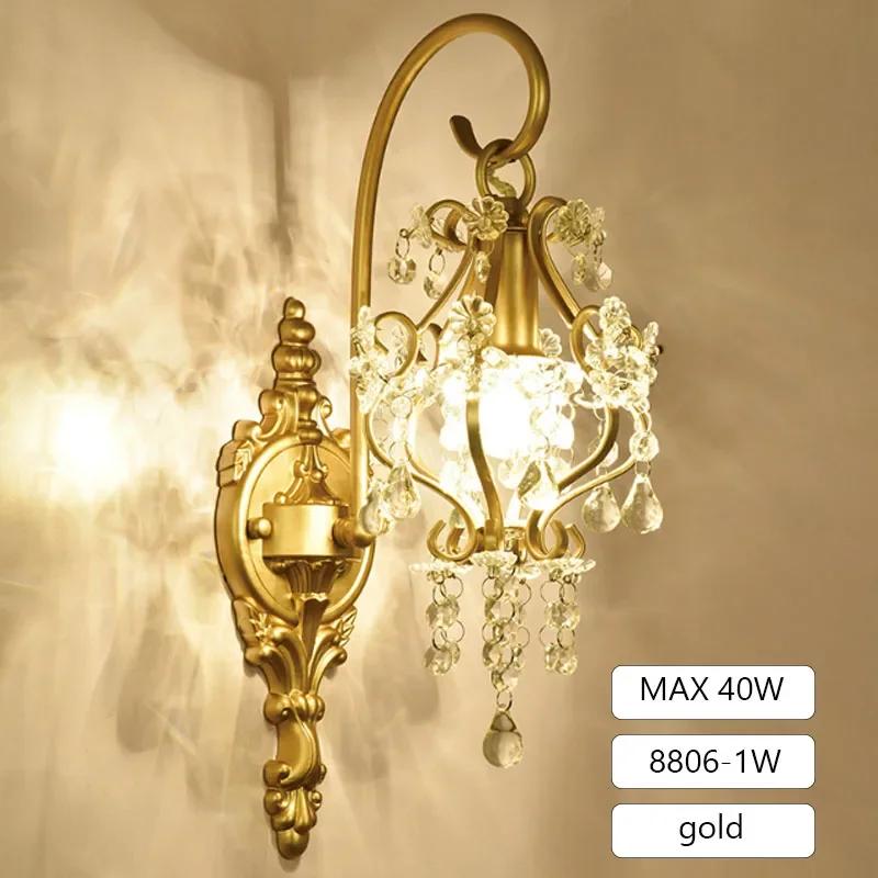 E14 Crystal Sconce Wall Lamp Home Bedroom Decor Night Light for Bathroom Modern Rome Decor Indoor Lighting Fixture Bedside Lamps
