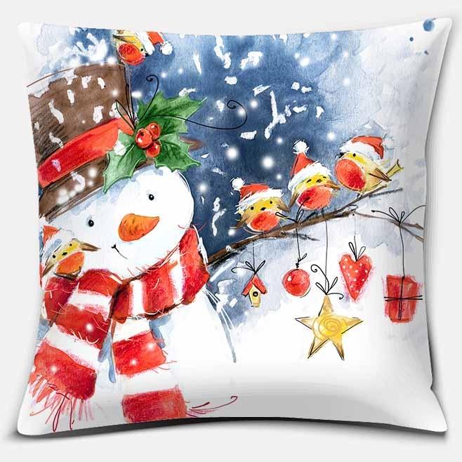 Cute Christmas Snowman Square Pillowcase Home Decoration Car Sofa Cover Anime Body Pillow  Outdoor Pillow Covers