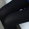 Japanese Style 120D Velvet Slimming Vertical Stripe Pantyhose/Socks for Women - Black
