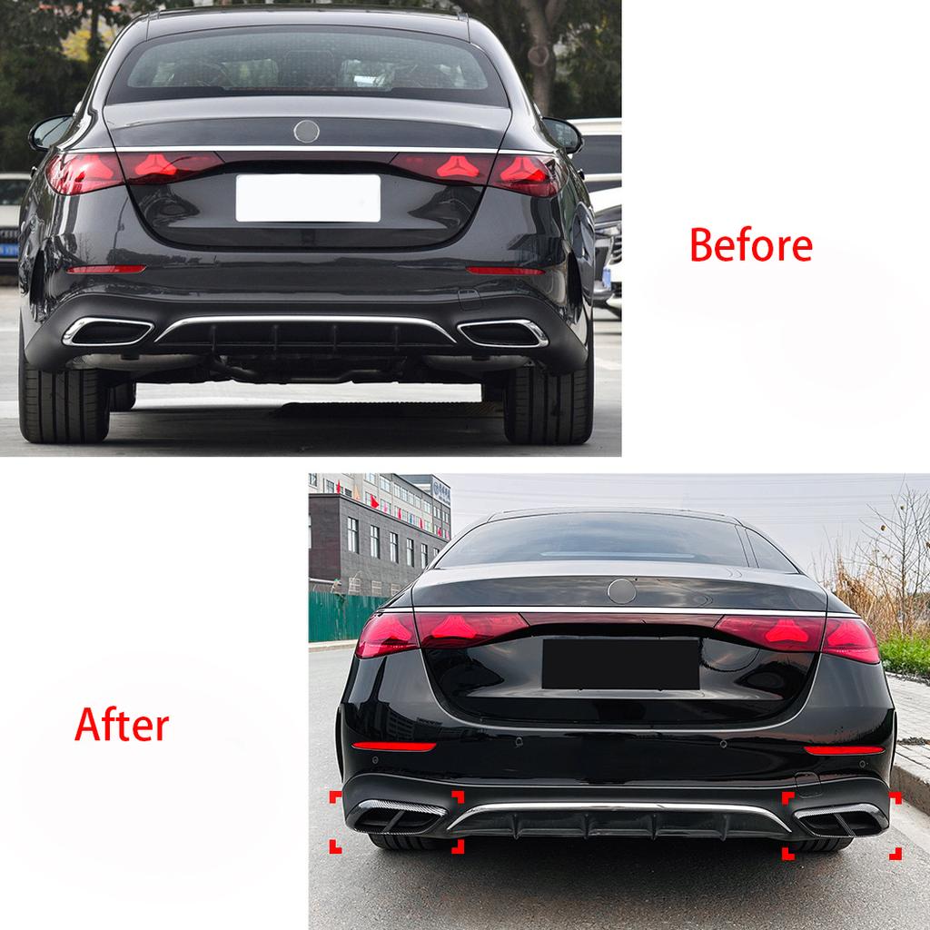 For Mercedes Benz E-Class W214 2024+ E260 300 ABS Car Rear Exhaust Muffler Pipe Cover Trim Tail Throat Frame