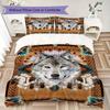 1PC Wolf Theme Bedding Quilt Set Quilt Cover Pillowcase Home Decoration Birthday Gift (1 * duvet cover + 2 * pillowcase, without core)A8
