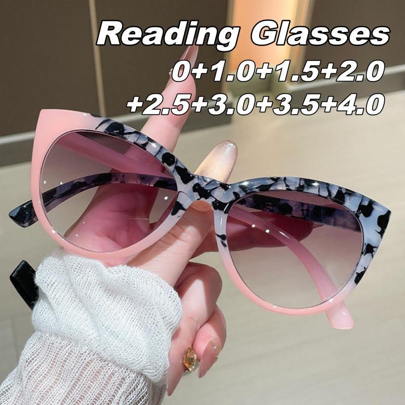 Retro Fashion Cat Eye Presbyopia Glasses Fashion Gradient Reading Glasses UV Resistant Sunglasses 0 To+4.0