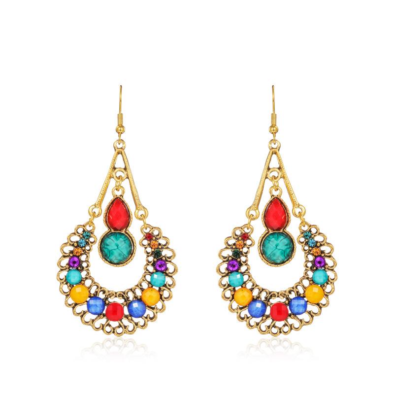 

Этнические женские серьги-подвески в стиле бохо, геометрические резные полые бусины, кристаллы, старинные свадебные серьги в стиле бохо