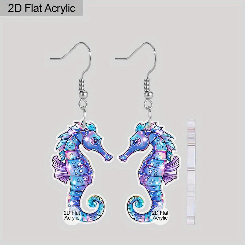 

2D Плоские Летние Пляжные Акриловые Серьги Морской Конёк для Женщин Милые Акриловые Серьги-Подвески Морской Конёк Лёгкие Украшения на Океанскую Тематику Стиль для Отпуска