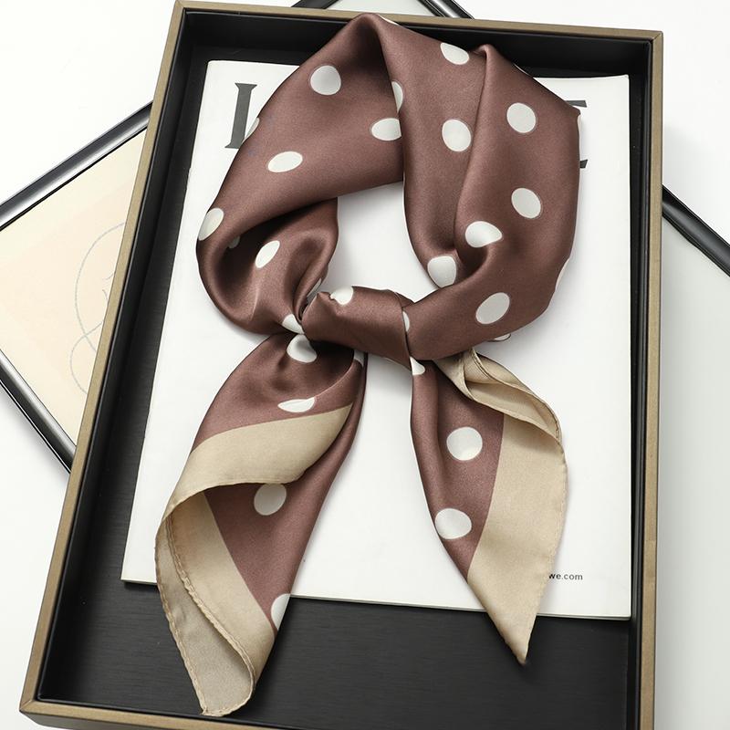 Luxury Brand  Silk Square Scarf Women Cat Neck Hair Tie Band Beach Hijab Kerchief Head Headbands Bandana Female Foulard 70cm