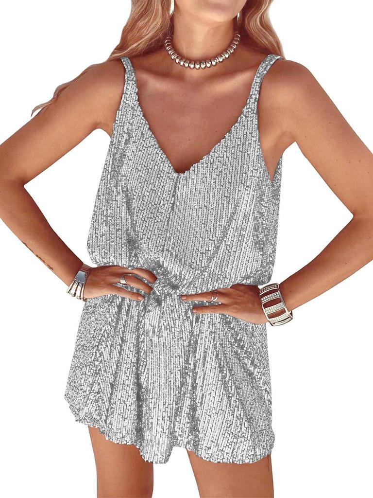 European & American V-neck Sequin Sling Dress for Women - Sexy Nightclub Style