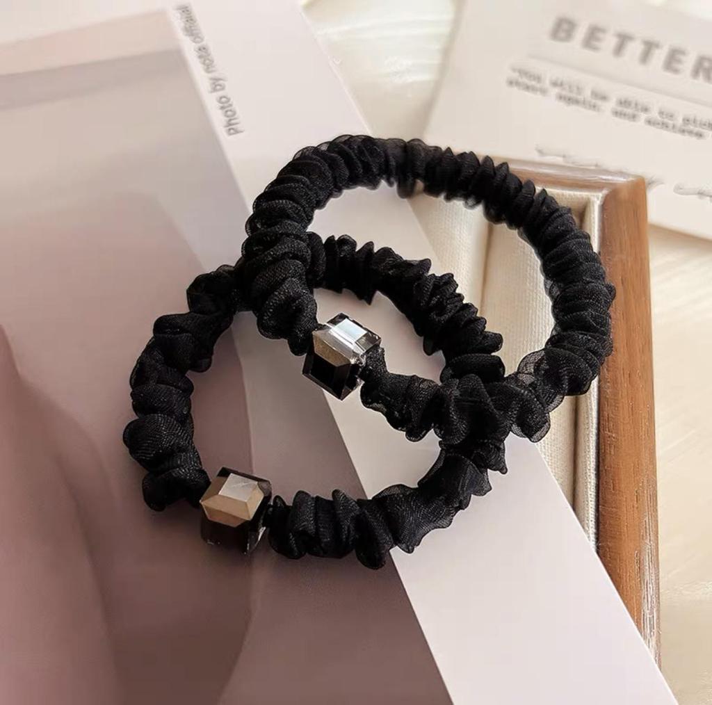 Rhinestone Pearl Elegant Large Hair Tie for Ponytails and Buns