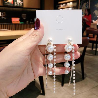 Brincos Exclusivos com Borla de Pérola Coreana - Estilo Europeu e Americano Moderno