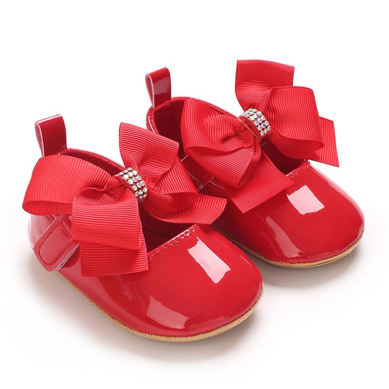 Lindos Zapatos de Bebé de Princesa Edición Primavera y Otoño Decoración de Lazo de Mariposa Suela Suave de PU Adecuado para Bebés de 0 a 1 Año