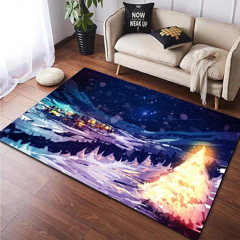 Weihnachten HD-bedruckter großer Teppich, Teppich für Wohnzimmer, Schlafzimmer, Sofa-Dekoration, rutschfeste Fußmatten, Dropshipping Alfombras
