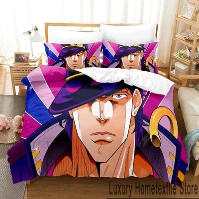 Set de lenjerie de pat Anime JoJos Bizarre Adventure Set cuvertură de pilotă Set de pat husă de pilota husă de pernă Conversor King Queen Size Băieți Adult