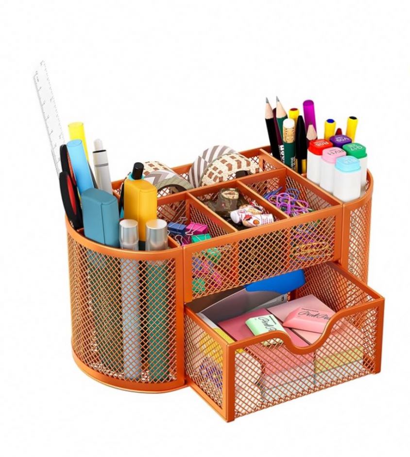 Mesh Desk Organizer Desk Accessories & Workspace Organizers with Drawers Pencil Holder for Desk with 9 Compartments