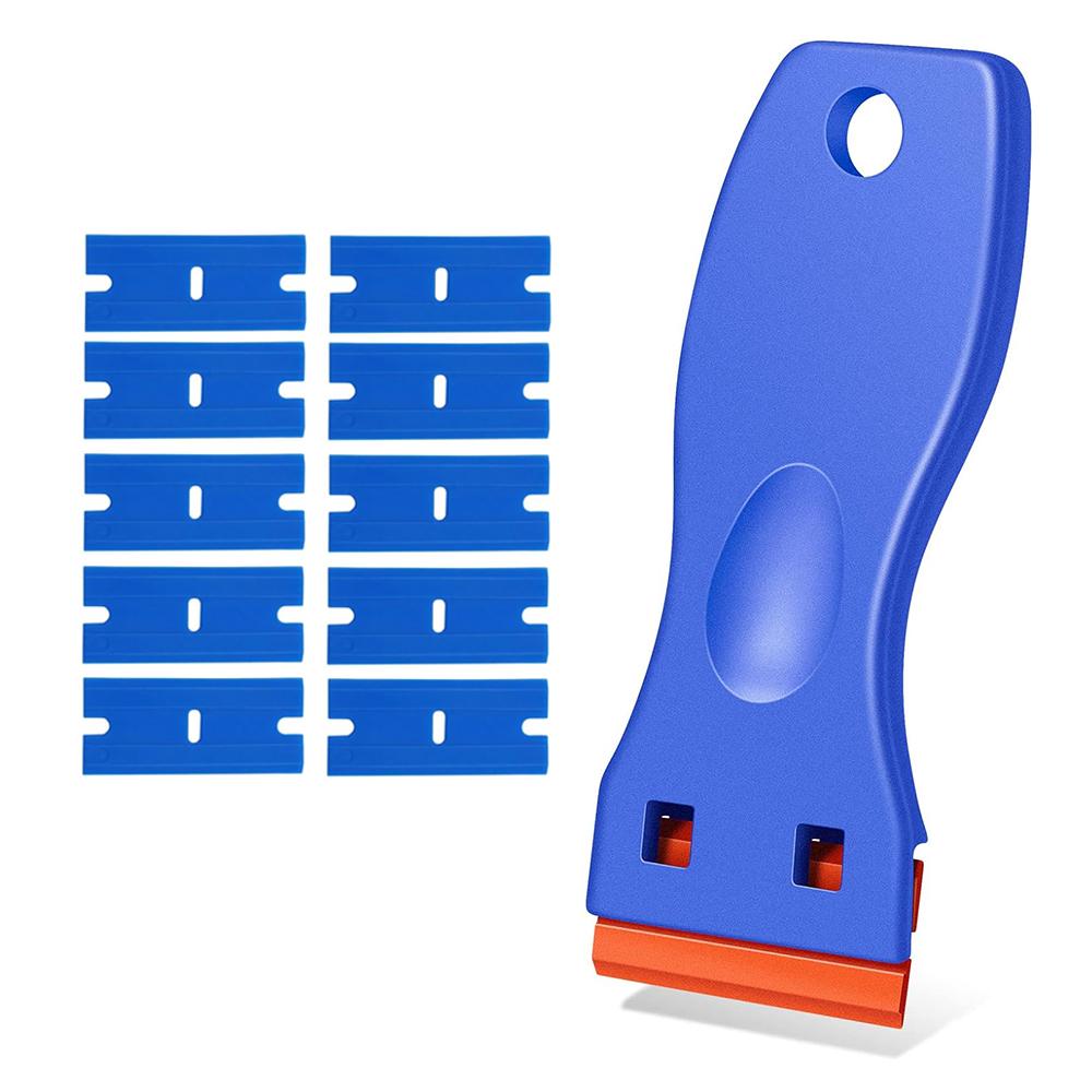 Plastic Razor Blade Scraper Tool Razor Scraper With Plastic Blades Cleaning Scraper Remover For Floor Stove Car Window Glass коричневый