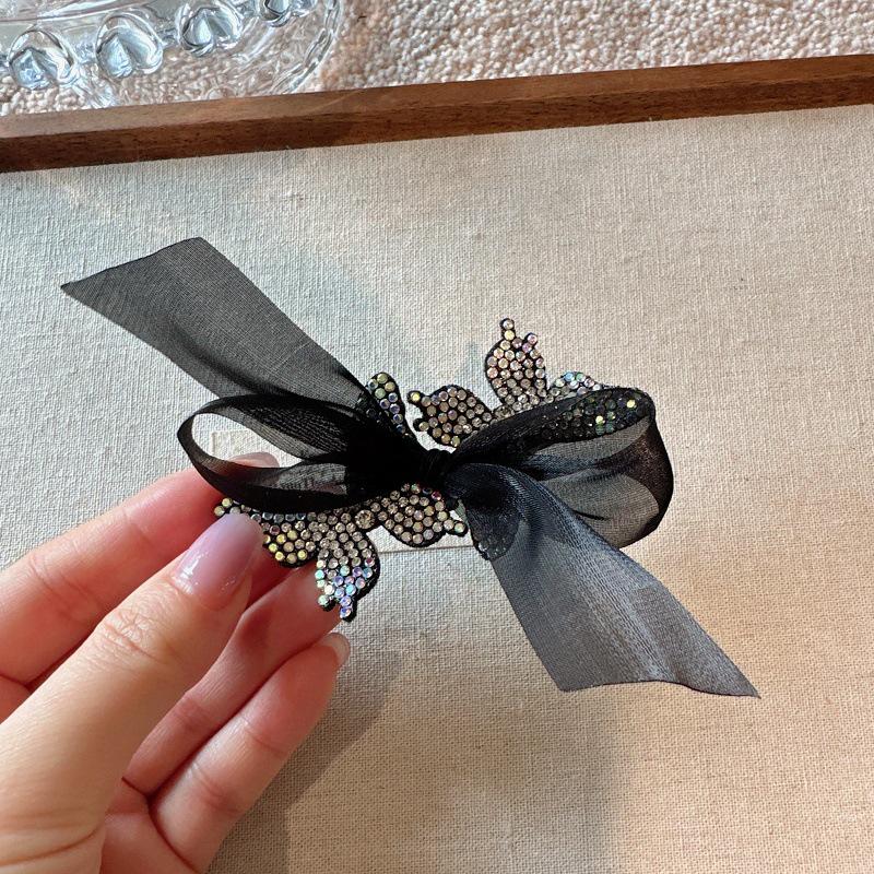 Korean Rhinestone Butterfly Hair Clip for Women - Elegant Duckbill Design for Bangs & Side Hair.