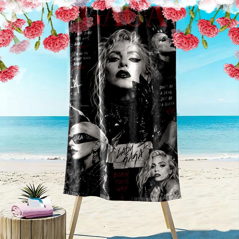 Lady Gaga Vibe Print Beach Towel, Large Soft Quick Dry Towel for Beach Camping Swimming