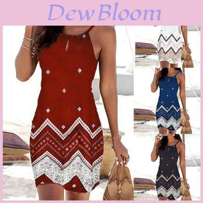 Women's Strappy Floral Print Mini Dress For Summer Stylish Beach Getaways