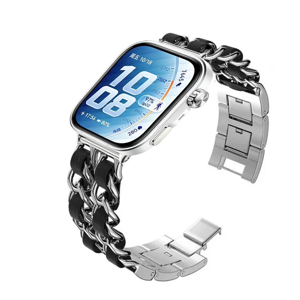 Metall+Leder Armband für Huawei Watch Fit 2 3 4 4Pro 5 5pro Bequemes Ersatz-Armband Zubehör für Huawei Watch Fit5 Fit4 Pro Fit3 Fit2 Band