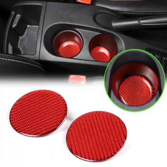 Red Carbon Fiber Car Water Cup Holder Anti-slip Mat Pad for Seat Leon 2008-2012