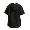 Summer Cotton Linen Shirt for Men Hooded Short Sleeve Solid Color Breathable Lightweight Drawstring Design Shirts Casual Basic Tees