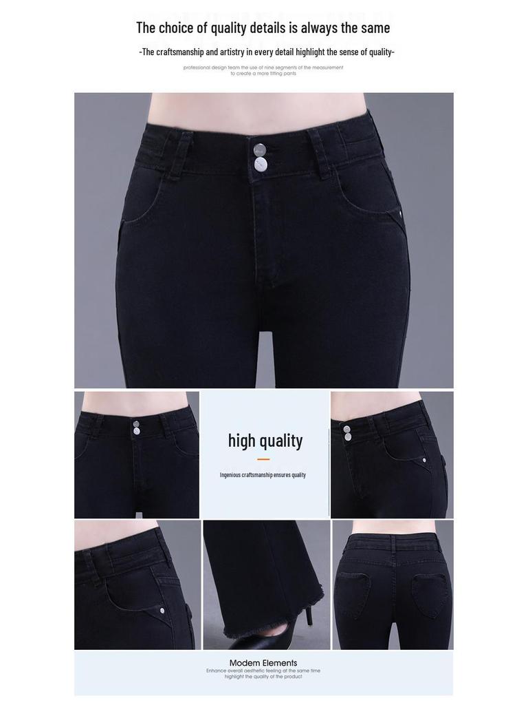2025 Women's High-Waisted Slimming Flared Jeans - Stylish Spring/Autumn Casual Trousers