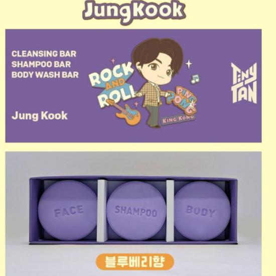 BTS TinyTAN Reiseset (3-teiliges Set) Reinigungsstück, Shampoo-Stück, Duschgel-Stück – Option 4