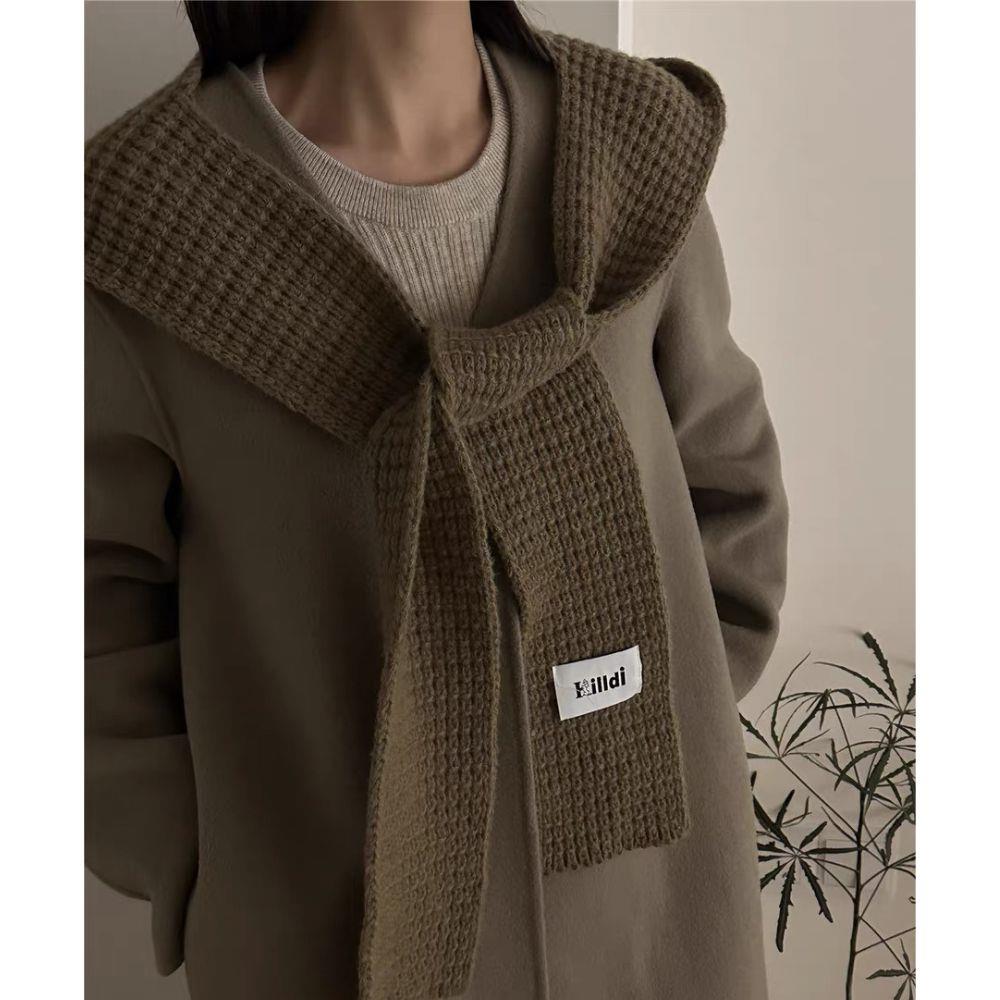 Knitted Hooded Caps Outdoor Hooded Scarf Winter Balaclava Hats Thicken Autumn Winter Neck Protector Headgear Solid Knit Beanies