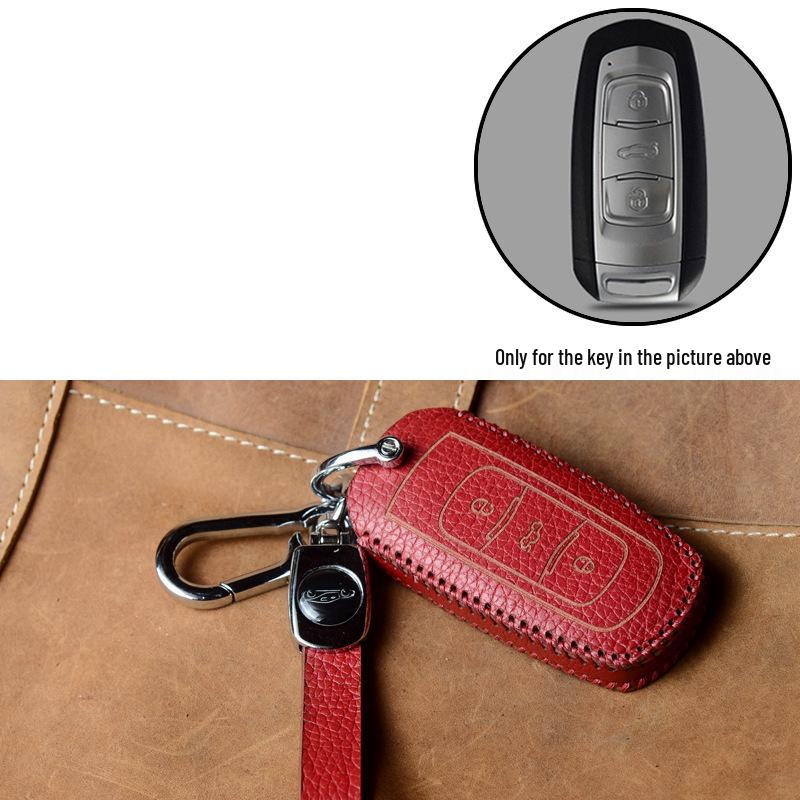 Key Case Protection Cover for Geely Models: New Emgrand GS, GL, Boyue, Vision X6/X3, S1, Borui, EC7 - Cowhide with Buckle.
