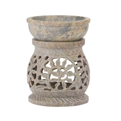 Soapstone Handcrafted Aroma Diffuser Stand with 2 Tea Lights and Mogra Oil 2.5ml
