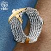 925 Sterling Silver Gold Letter X Ring Jewelry