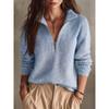 Women S Knit Half Zip Casual Solid Long Sleeve Sweater