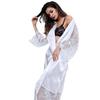 Plus Size European & American Lace Trim Long Robe Nightgown Lingerie
