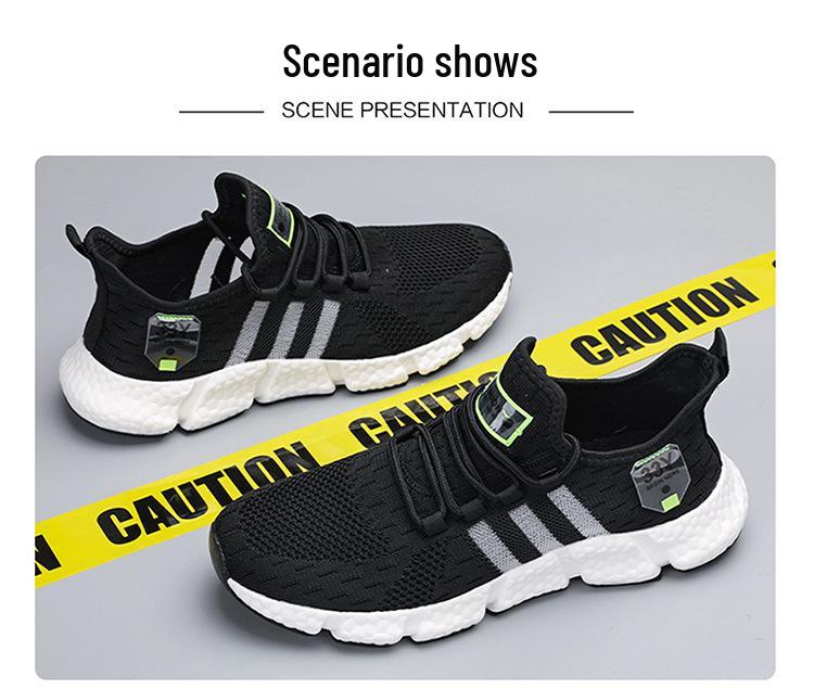 Seventeen-Color Versatile Plus Size Men's Flyknit Sneakers with Breathable Mesh and Popcorn Sole