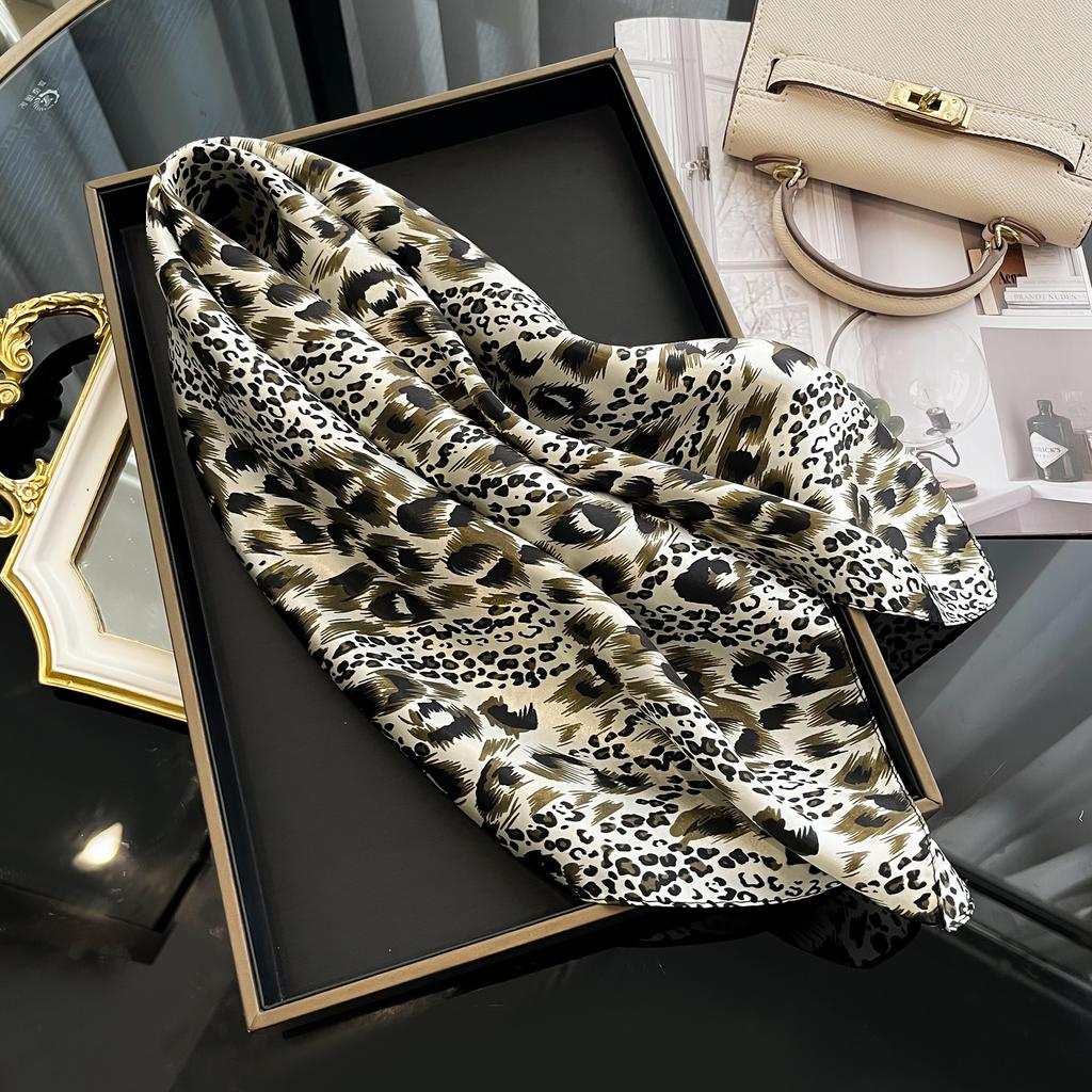 Luxury Silk Hair Square Scarf Women Satin Neck Tie Hand Wrist Foulard Summer Print Shawl Wraps Head Kerchief Hijab Bandana New