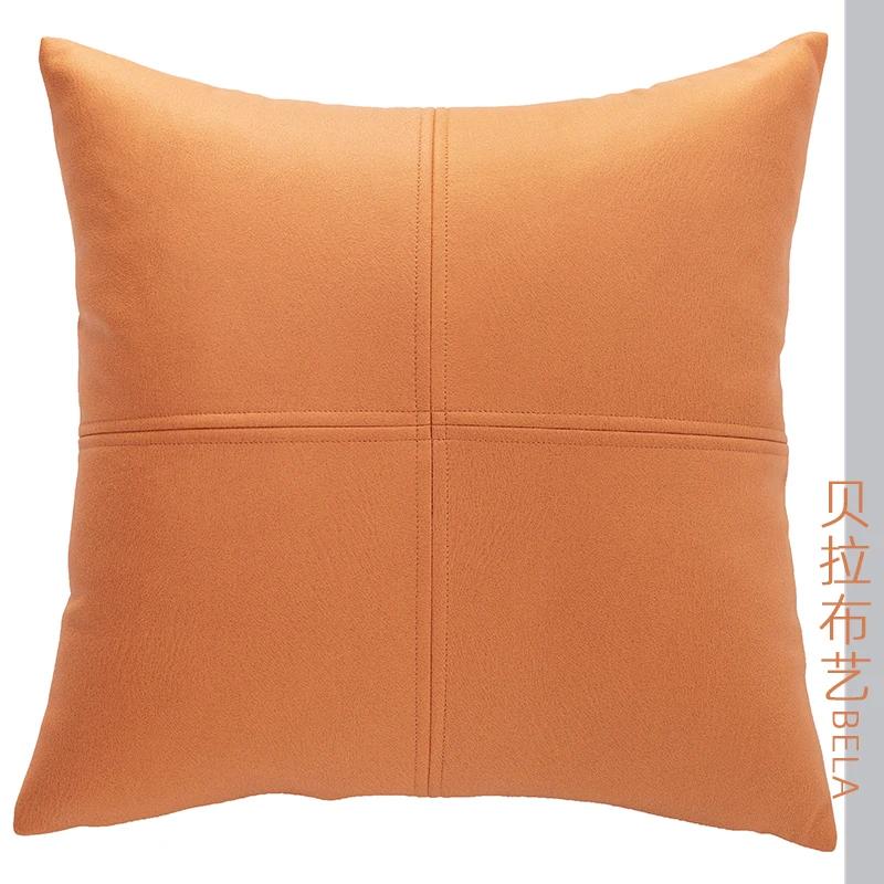 Solid Color Technology Cloth Pillowcase Modern Imitation Leather Waterproof Cushion Cover Nordic Sofa Living Room Decor