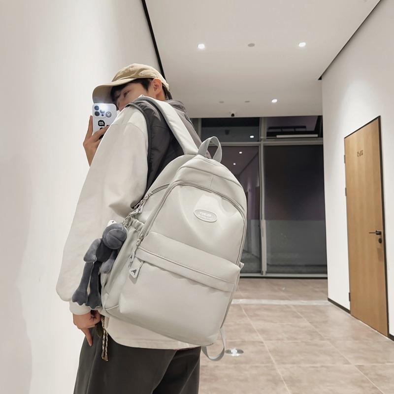 Schoolbag New Large Capacity Backpack Male and Female College Students Campus School Bag Junior High School Students Travel Computer Solid Color 