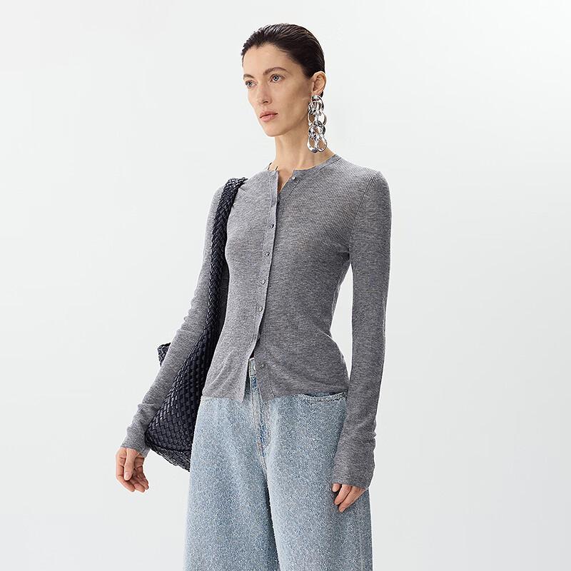 JNBY Women's Slim Fit 100% Wool Knit Cardigan