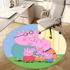 Peppa Pig Familie Stoelmat Rond Tapijt - Woondecoratie, Kantoortapijt, Geschikt voor Slaapkamer, Woonkamer, Diverse Kamers0272b